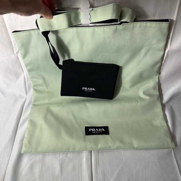 Prada Beauty Tote Bag, Reversible Mint Green  or Black NEW - Picture 10 of 11